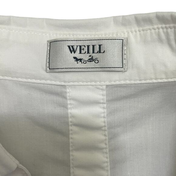 Weill Paris Cotton Popover Top Button Back White Size S/M Classic Effortless - Picture 8 of 8